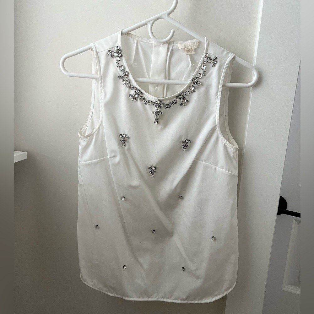J. Crew Jeweled White Top